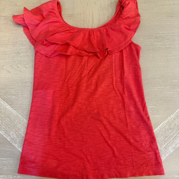 Lilly Pulitzer Coral Red Ruffled Sleeveless Tank Top - Picture 1 of 6
